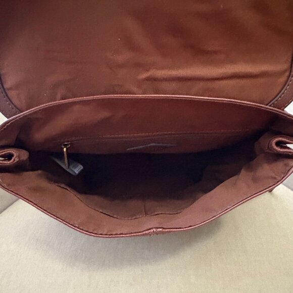 Auth FOSSIL Iconic CLAIRE Brown Grain Leather Backpack Purse - Picture 6 of 6